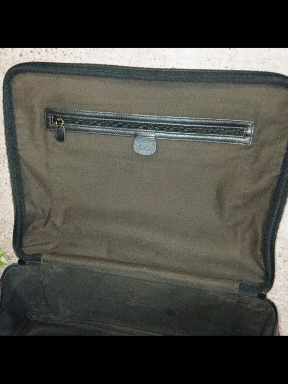 Gucci Black Embossed Carry Briefcase with Top Handle